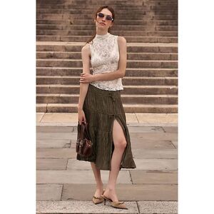 Free People Maeve Midi Skirt in Fir Green NWT